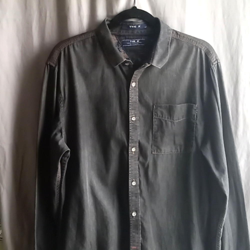 Dark denim button down by The X